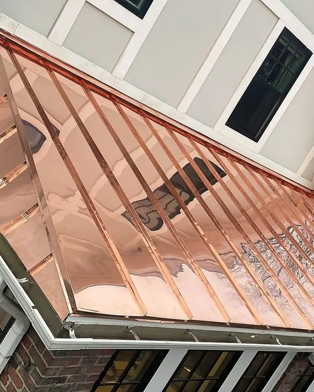 Copper standing seam bay roof