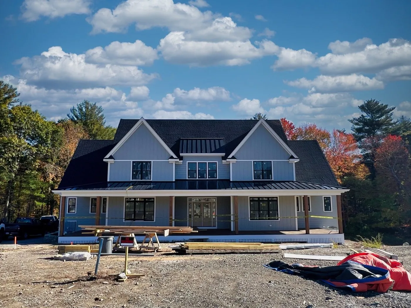 Farmhouse with wraparound porch, aluminum