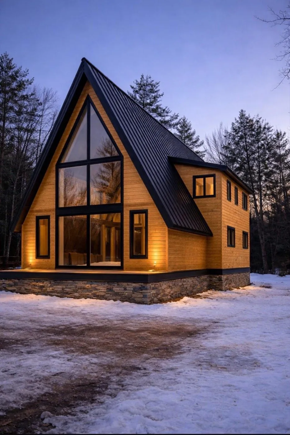 A-frame in black standing seam