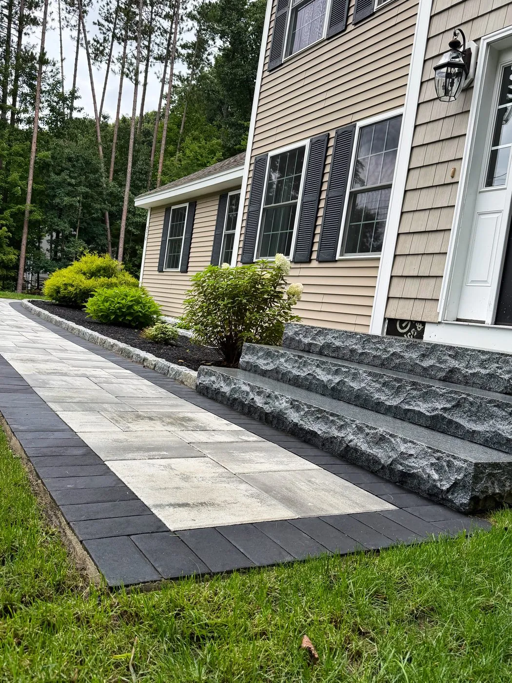 Walkway and granite slab steps