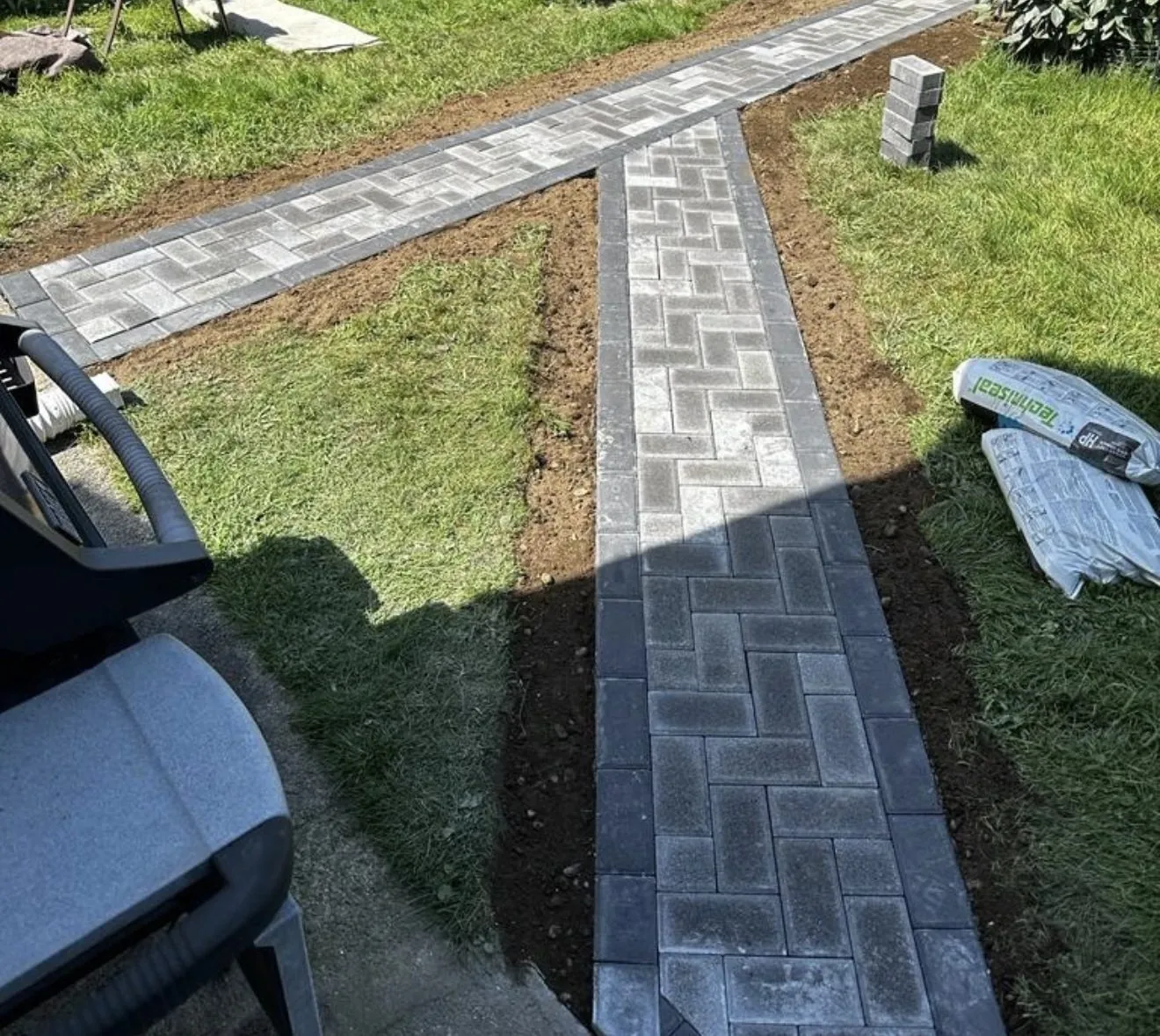 Herringbone paver paths