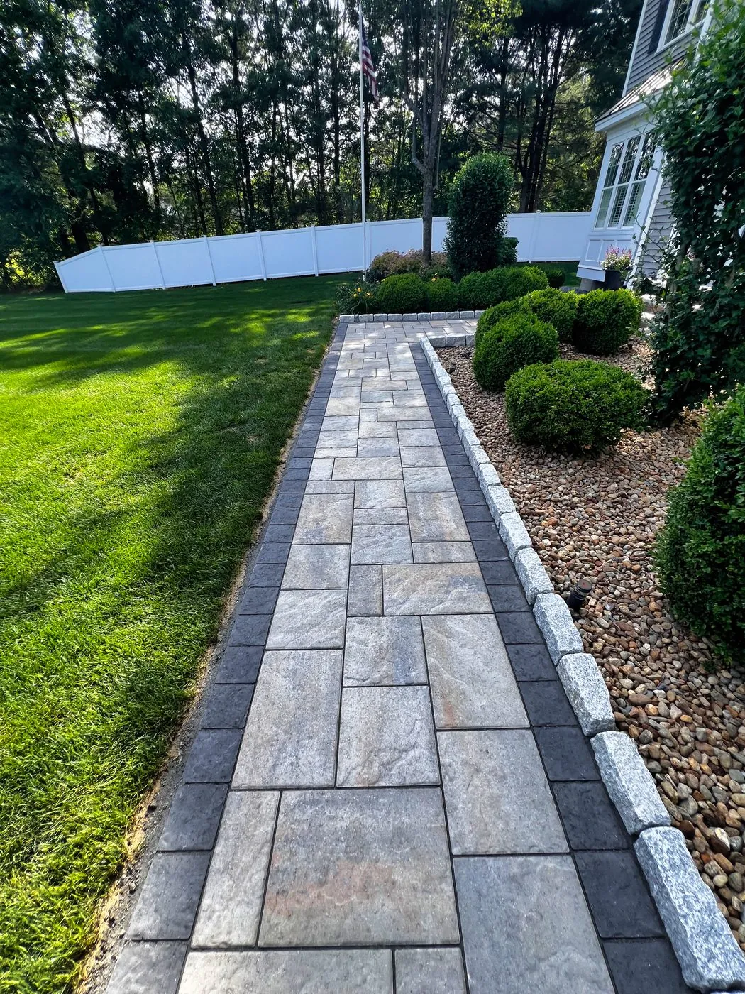 Paver walkway with granite edging