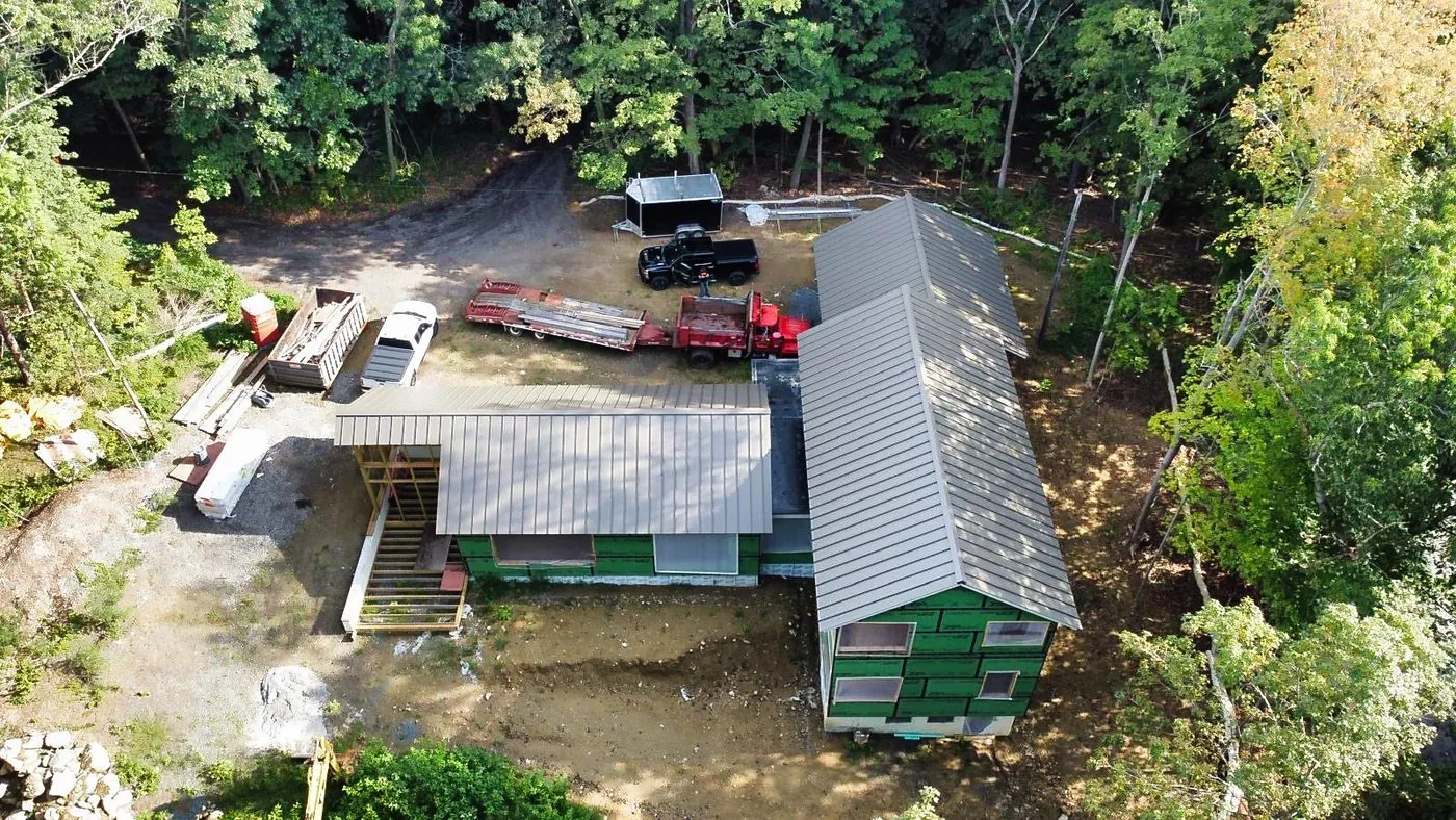 Wooded new build, seen from above