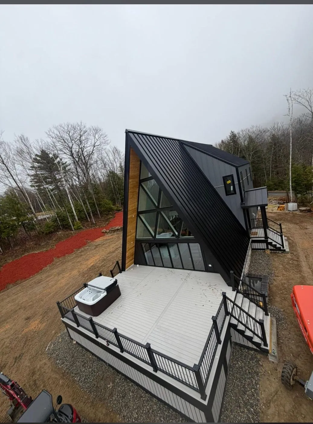 Modern A-frame, black standing seam