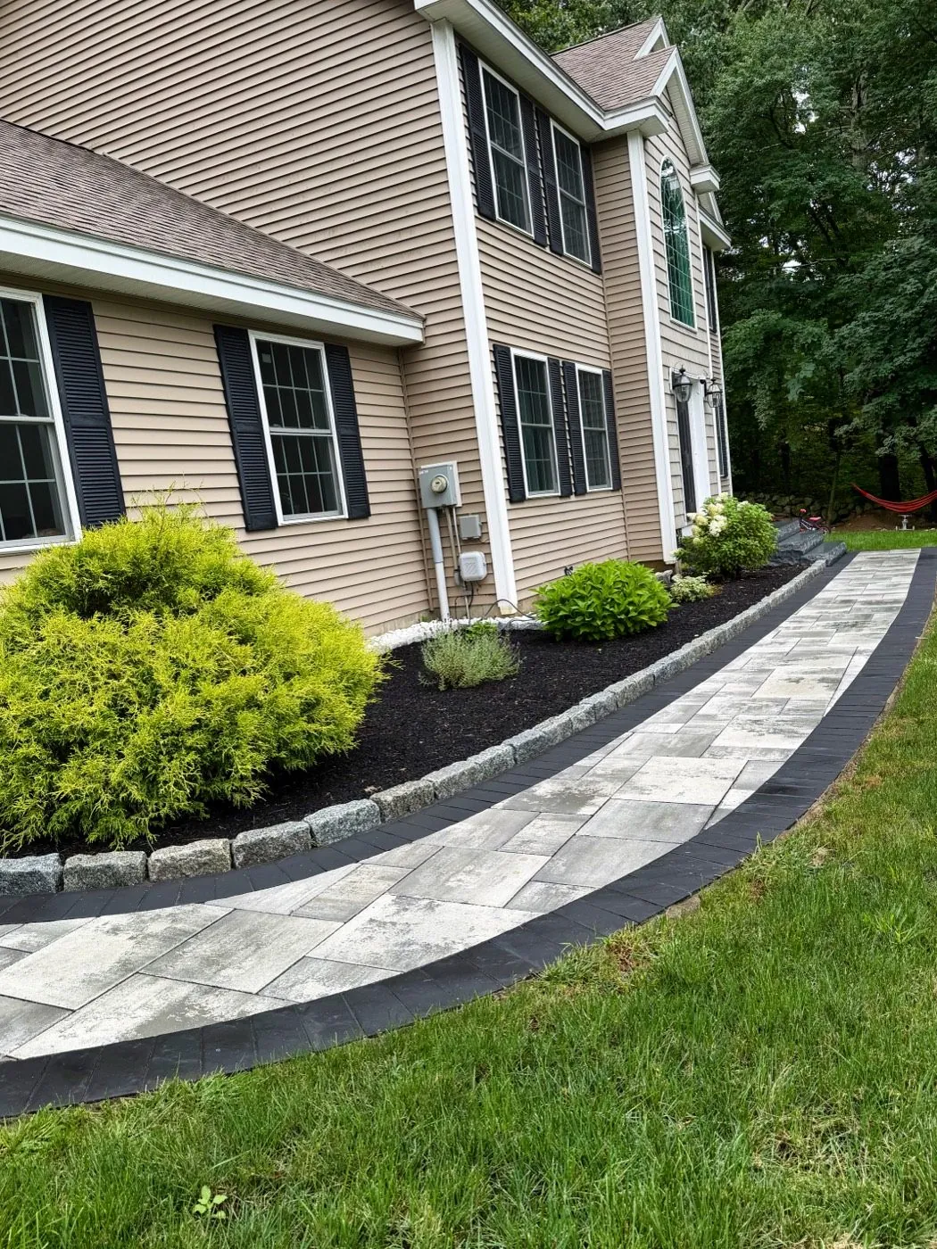 Front walkway along the planting beds